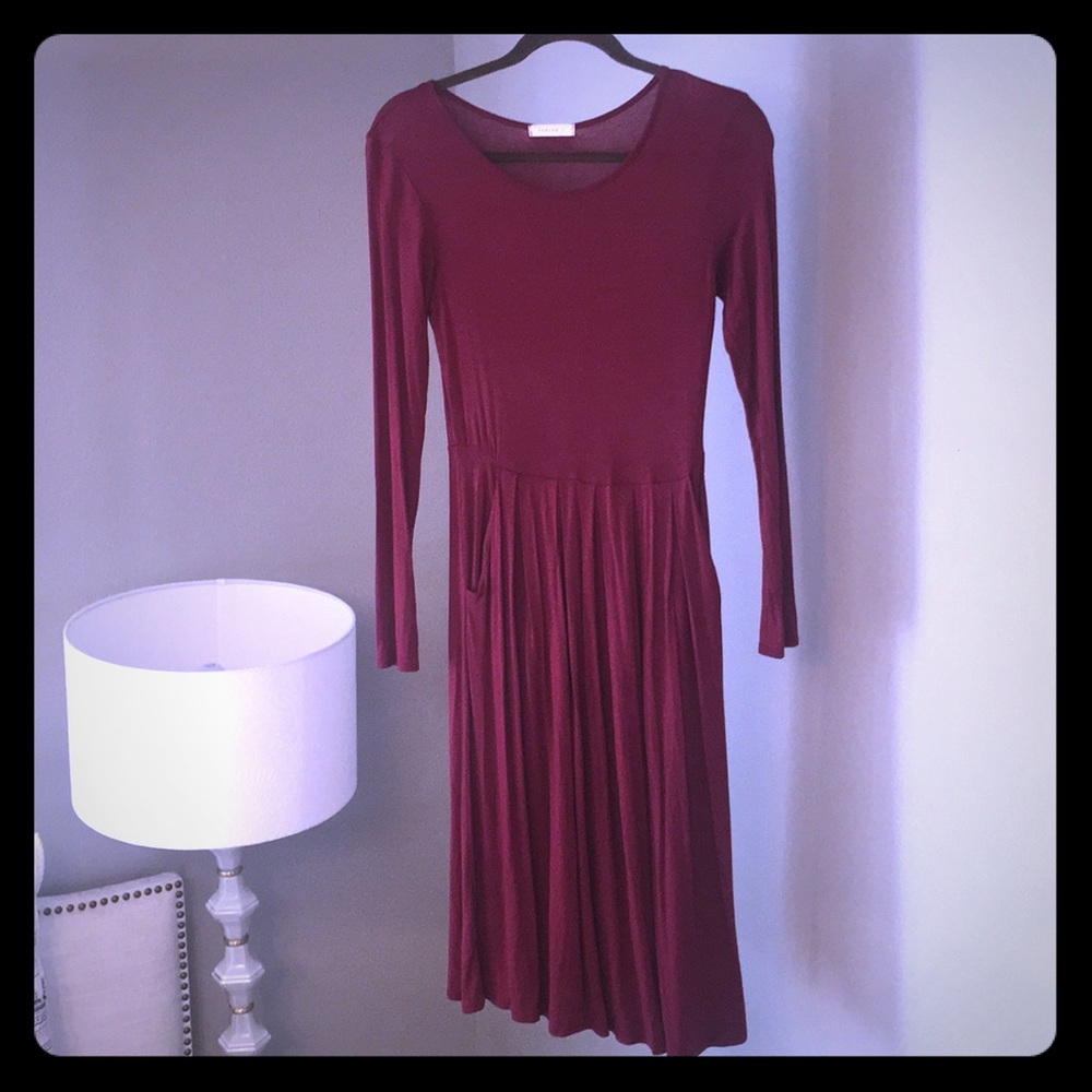 Maroon Pocket Dress